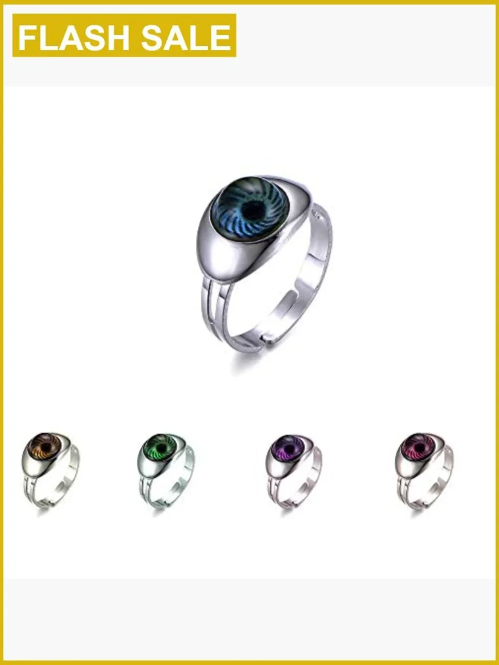 10 Mixed Mood Rings Adjustable Stainless Steel Jewelry